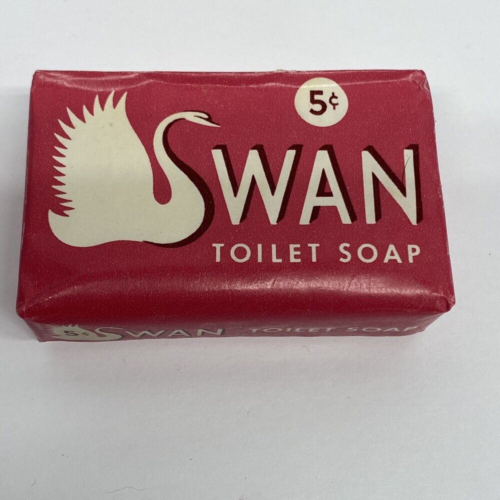 Vtg Pink Swan Toilet Soap White Fragrant Floating Lever Bro RARE